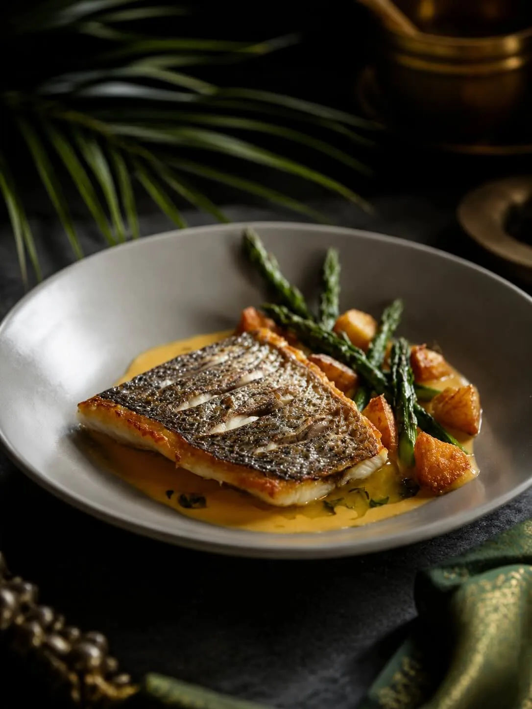 A carefully styled seared fish dish